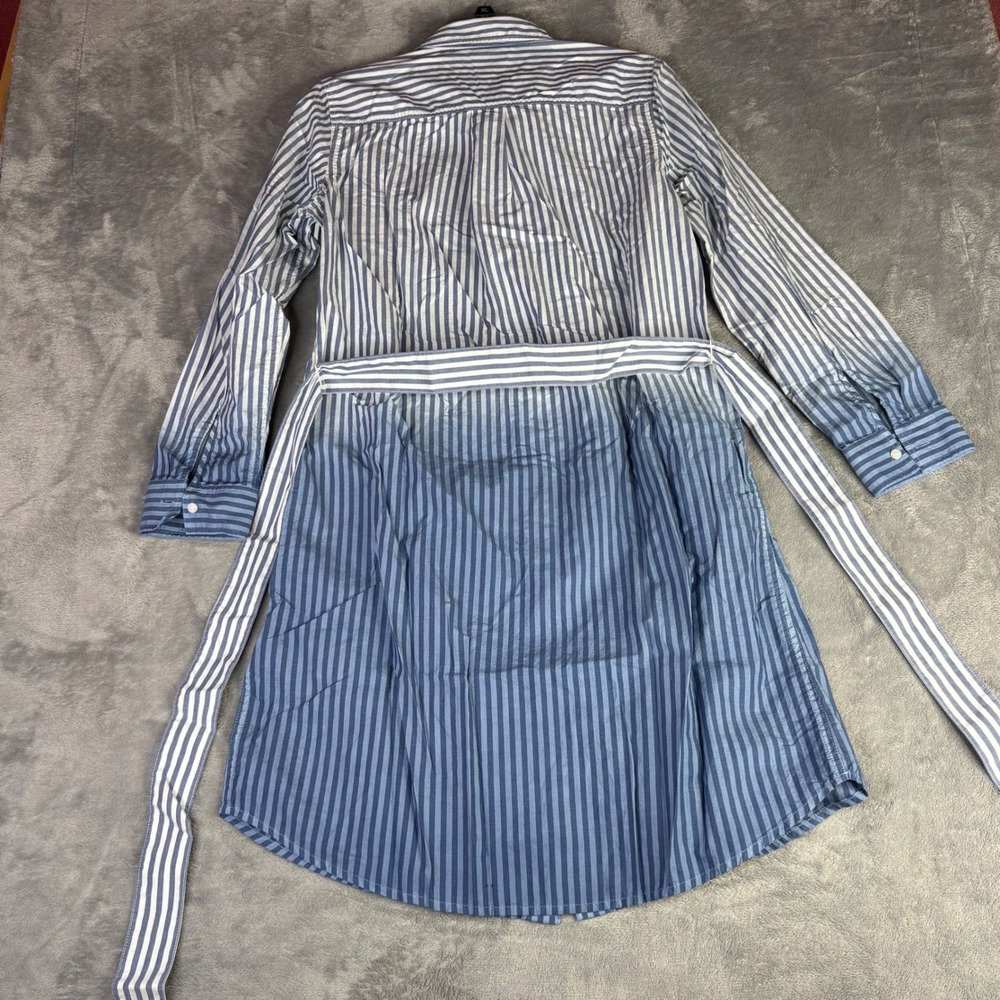 Lands' End Shirt Dress Women S 6-8 Blue White Striped Ombre Belted Cotton 521752 - Picture 7 of 9